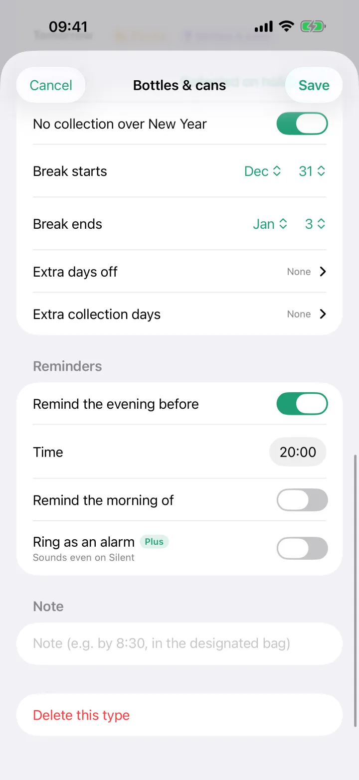 Holidays and reminders